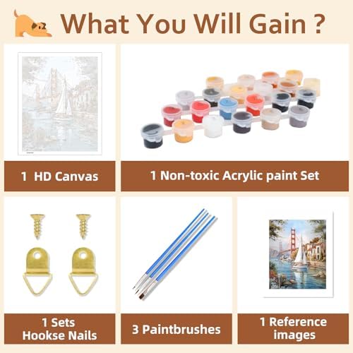 Reivworl Landscape Paint by Numbers Kit for Adults, Landscape Paint by Number for Adults Beginner, Painting by Number Kits for Gifts and Wall Decor 16x20Inch