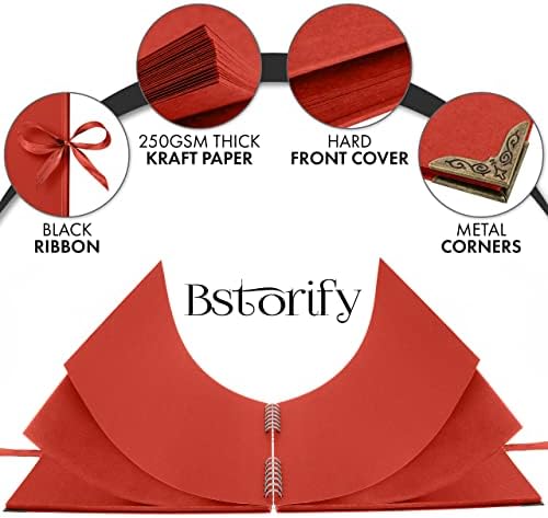 Bstorify Square Scrapbook Photo Albums 80 Pages (11 x 11 Inch) Red | Hardcover with Thick 200 GSM Kraft Paper, Ideal for Your Scrapbooking Albums, Art & Craft Projects (Red, 11 x 11 Inch)