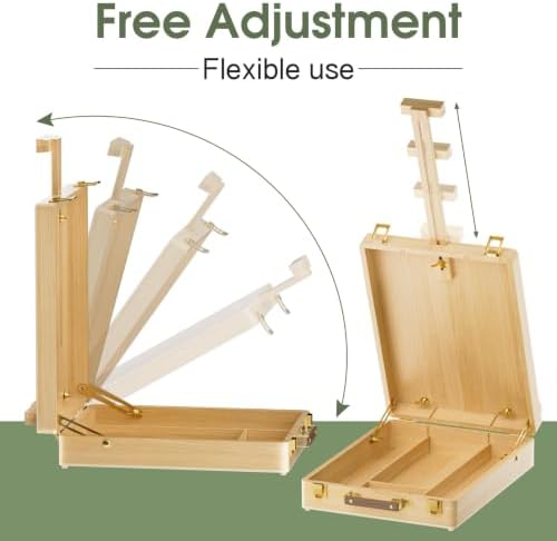 LUCYCAZ Tabletop Easel for Painting, Adjustable Wooden Sketchbox Art Easel | Portable Desktop Painting Easel for Adult, Student, Artist, Beginner
