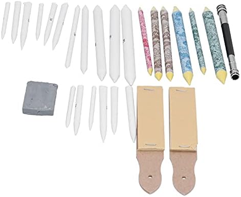 Zerodis Painting Tools Sketch Drawing Tool Set with Sandpaper Sharpener for Artists Students Beginners Paper Stainless Steel Material 28pcs Blending Stumps