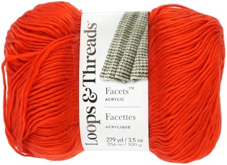 Loops & Threads Facets Yarn - Yarn for Knitting, Crochet, Weaving, and Arts & Crafts - Lollipop, Acrylic, 3.5 oz
