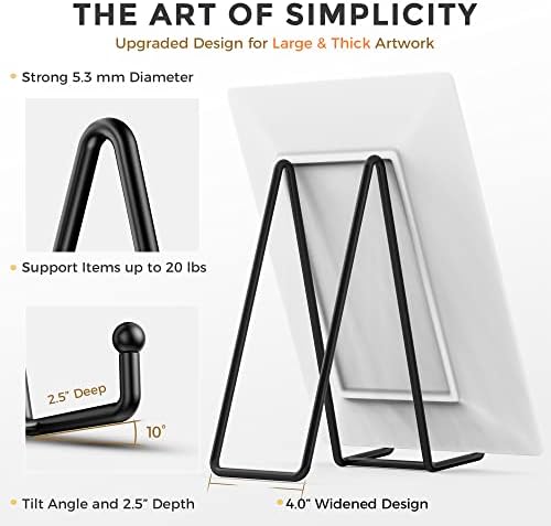 TR-LIFE 4 Pack 10 Inch Large Plate Stands for Display - Metal Plate Holder Stand + Picture Stand + Small Easels for Decorative Plate, Platter, Book, Plaques, Photo Frame, Tabletop Art