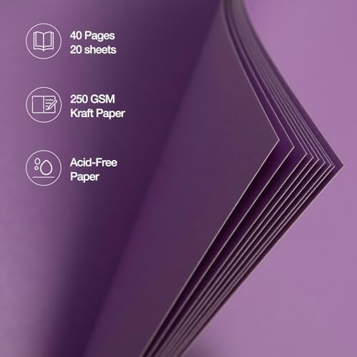 potricher 12 x 12 Inch Large DIY Scrapbook Photo Album 40 Pages, Purple | Thick Kraft Paper Scrap Book Photo Albums, Memory Book for Wedding, Anniversary, Baby, Family, Travel, DIY Projects