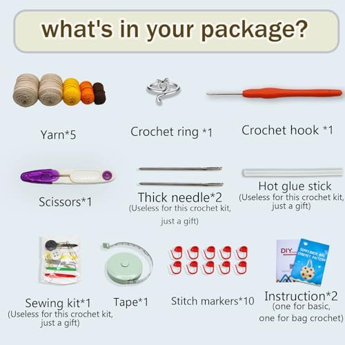 Anbaagsky Crochet kit for Beginners Sunflower Tote Bag Granny Square Crochet Tote Bag with Step-by-Step Video Tutorials Knitting Kit Beginner Crochet Kit for Adults