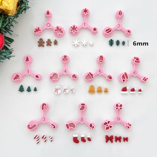 Keoker Mini Polymer Clay Cutters Christmas, 10 Shapes Christmas Clay Cutters for Polymer Clay Jewelry 3 Sizes(Micro. Mini, Small), Decoration to Make Winter Earrings