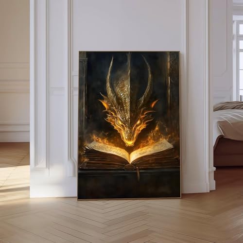 GOUOYANA Dragon Diamond Art Kits for Adults, Full Drill Book Dragon Diamond Painting Kits for Beginners, DIY Full Rhinestone 5D Diamond dots (Gemstone Craft), Home Wall Decoration (12x16 inch)