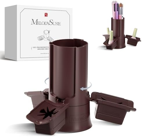 MelodySusie Nail Polish Bottle Holder and Nail Art Tools Organizer Brown