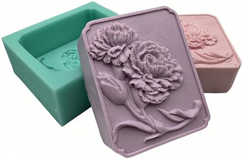 3D Carnation Soap Mold Flower Silicone Candle Mould Delicate Floral DIY Handmade Cold Process Soap Bar Mold Flower Crafts Moulds for Aromatherapy Plaster Gypsum Moulds Candle