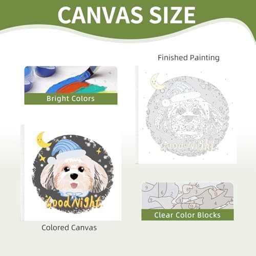 4 Pack Framed Paint by Numbers Kit for Adults Beginner with Wooden Easel, Funny Dog Easy Paint by Numbers with Frame, DIY Cute Animal Number Painting for Adults Canvas for Home Decor Gift 10x10 Inch