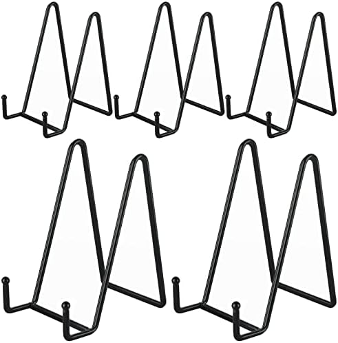 IBosins 5-Pack 6-Inch Plate Holder Display Stands Black Metal Frame Stand
