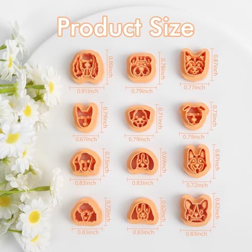 Puocaon Animal Stud Clay Cutters - 12 Pcs Cute Puppy Shape Polymer Clay Earrings, Dogs Clay Cutters for Jewelry Making