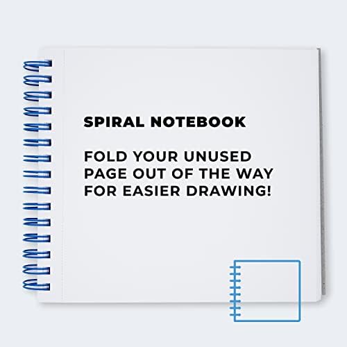 illo Sketchbook Mixed-Media 8’’ x 8’’ Spiral-Bound Sketch Notebook, 200gsm Acid-Free Paper, 65 Perforated Sheets for Easy Tear-Out, for All Mediums, for Professionals and Beginner Artists