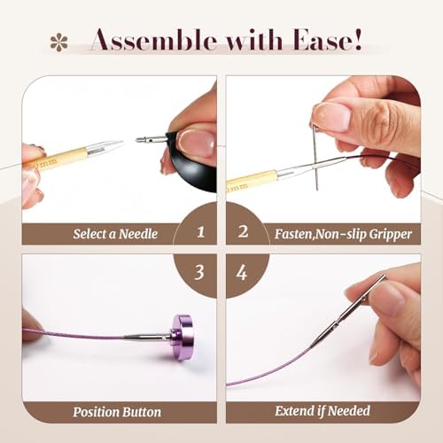 Yarniss 10 Size Shortie Circular Knitting Needles Set with Cable 3.25~6.5mm
