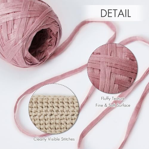 NICEEC 2 Skeins Soft Tape Yarn-Pink