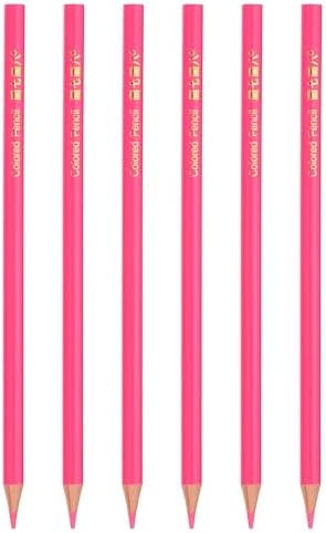 PATIKIL Pink Colored Pencils Set,6 Pcs Oil Color Pencils Wooden Coloring Drawing Pencil for Artists Art Painting