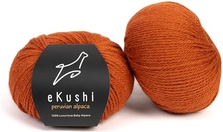 100% Baby Alpaca Yarn for Knitting & Crocheting - Set of 2 Skeins of Premium Yarn DK - Lightweight, Hypoallergenic & Thermal Peru Made - Ideal for Delicate Projects (RE185 - Saddle Brown)