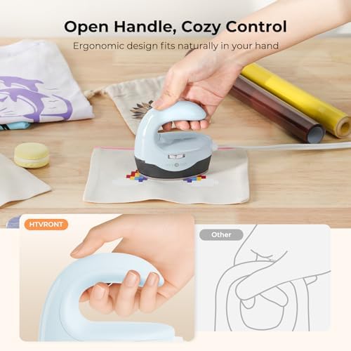 HTVRONT Heat Press Mini Heat Press Machine, Mini Iron for Crafts | Heats Up Quickly & 3 Heat Setings, Perler Beads Iron, Small Heat Press Machine for T Shirts, Hats