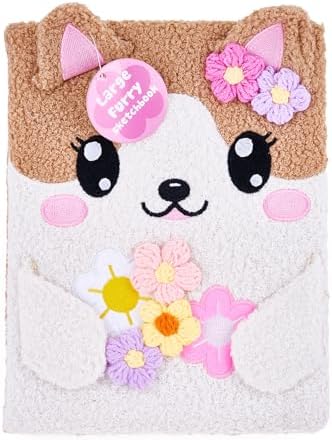 VOTUM Flower Cat Fuzzy Sketch Book: Personalized Artist Sketchbook with 3D Flowers: Sketching, Drawing and Creative Doodling. Notebook and Sketchbook to Draw and Journal (Flower Garden)