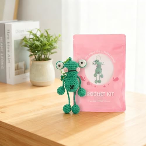 minimal beee Frog Crochet Kit for Beginners, Easy Yarn Video Tutorial