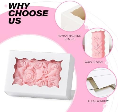 100PCS 3.5x2.36x1.2 inches White Soap Boxes, Homemade Soap Packaging Gift Boxes with Window, Small Gift Bakery Boxes for Macarons, Cookies & Candies, Wedding & Birthday Party Favors