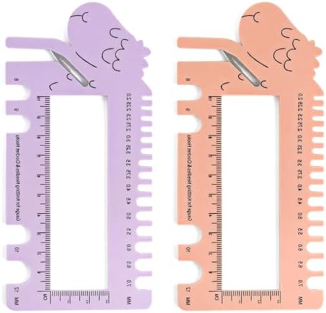 Crochet Gauge Measuring Tool,2026 New Knitting Needle Gauge Sizer,Crochet Hooks & Spinner Yarn Gauge Swatch Ruler Sweater Measuring Tool for Weaving, Crafting (2 PCS)