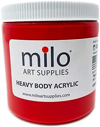 milo Heavy Body Acrylic Paint Set, 8 Primary Colors, 8 oz Jars, Semi-Gloss
