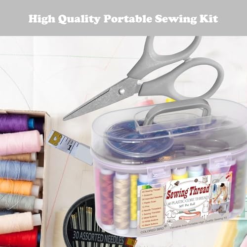 40 Spools of Sewing Thread,Gift Box Portable Basic Sewing Repair Kits (Grey)