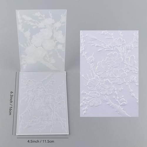 3D Embossing Folder for Card Making Embossing Flower Blossom Floral Plastic Embossing Folder Template for DIY Scrapbooking Paper Crafting Handmade Crafts Scrapbooking Supplies Scrapbook Album Decor