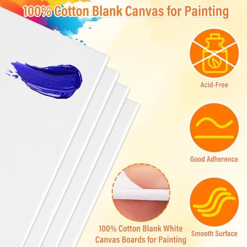 cridoz Paint and Sip Kit for Adults, 6 Pack 8" x 10" Canvases with Easels, Acrylic Paint Set, Painting Trays for Parties