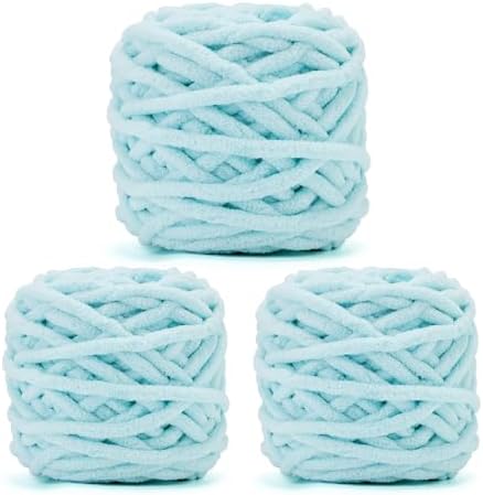 Blue Chunky Chenille Yarn, #6 Super Bulky, 10.5 oz/216 Yards