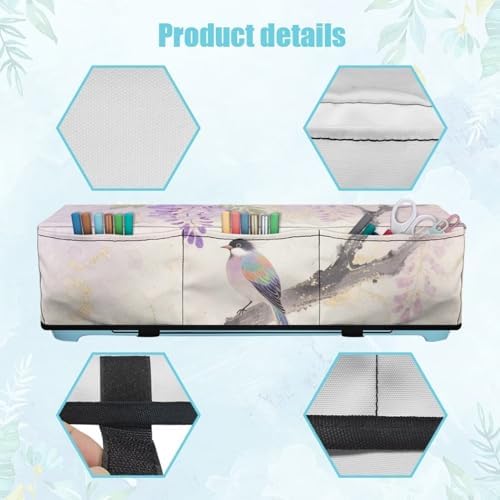 Binienty Scrapbooking Die-Cut Machine Dust Covers - Purple Floral Bird Cutting Machine Carrying Case with Storage Pockets Boho Vintage Home Decoration Accessories