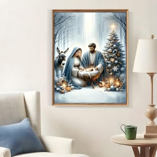 LKHMVCA Nativity Diamond Art Kits for Adults, 5D Diamond Painting Kits for Adults Beginners, DIY Full Round Drill Diamond Dot Painting Gem Art Kits for Adult, Home Wall Decor 11.8x15.7 Inch