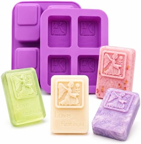 2 Pack Angel Silicone Soap Mold Rectangle Soap Making Mold Embossed Angel Silicone Mold Angel Girl Mold Rectangle Handmade Soap Mold for Soap Candle Lotion Bath Bombs Resin Wax Cake Chocolate Candy