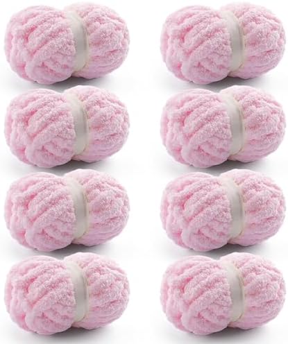 Chunky Yarn for Hand Knitting, Pink Chunky Chenille Yarn for Crocheting