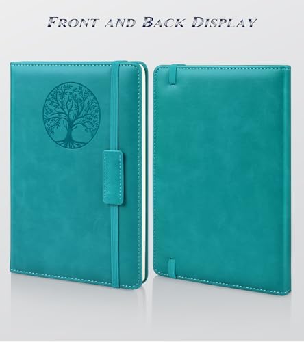 Biuwory Dotted Journal Notebook, 140 Dot Grid Pages, Medium 5.7"×8.3" | A5 Hardcover Vintage Leather Journal for Women Men, Dot Grid Paper Notebook for Work School Travel, Bullet Journaling Writing
