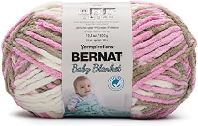 Bernat BABY BLANKET BB Little Roses Yarn - 1 Pack of 10.5oz/300g - Polyester - #6 Super Bulky - 220 Yards - Knitting/Crochet