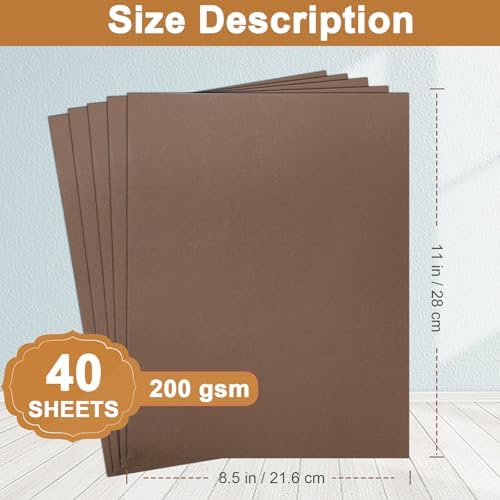 Silunkia 40 Sheets Coffee Color Cardstock 8.5 x 11 Crafts Paper 75lb