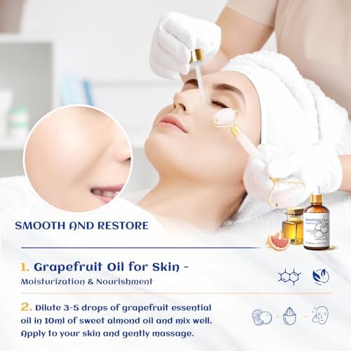 HIQILI Grapefruit Essential Oil for Skin Care, Diffuser and Aromatherapy