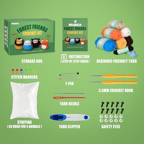 Crochet Kit for Beginners Adults - Learn to Crochet Animal Starter Kit