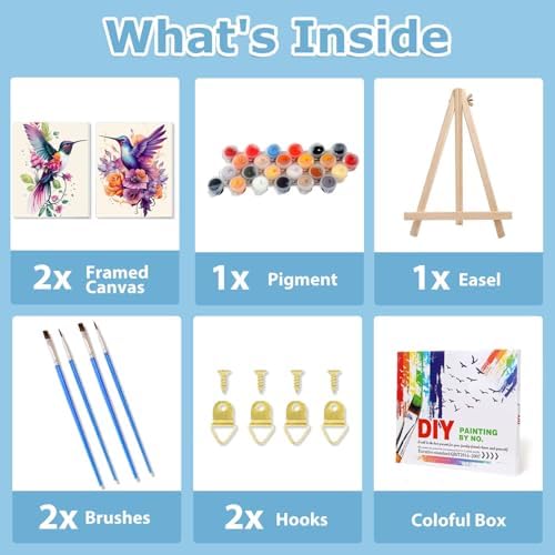 Hummingbird Paint by Numbers with Frame, Paint by Numbers for Adults 8x12