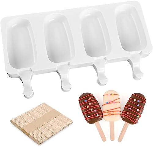 Sakolla Popsicle Silicone Mold with 50 Pcs Wooden Sticks