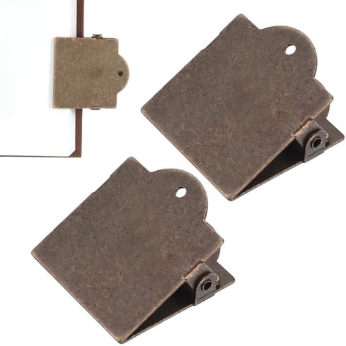 Vintage Journal Clip, 2 Pcs Metal Antique Bronze Travelers Notebook Clip Small Planner Clips for Book, Paper, Bookmark, Document File Organizer, Reading Decoration Accessories