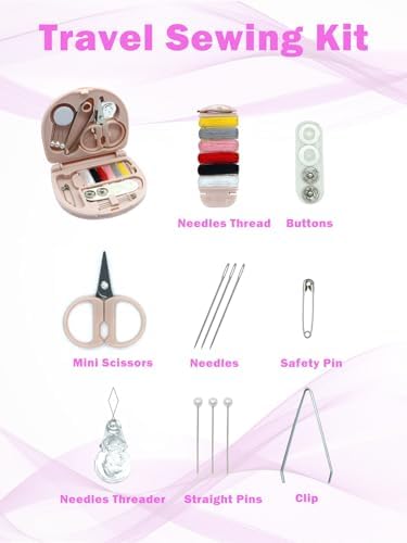 Mini Sewing Kit,Small Travel Size Emergency Pocket Sewing Kit with Buttons,Threads,Scissors,Needles Portable DIY Supplies Needle and Thread Set for Beginner Little Plastic Box