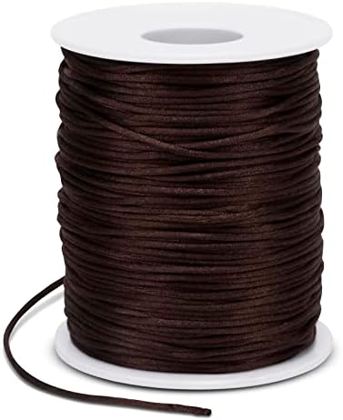 1.5mm Nylon Cord 328 Feet Satin Cord Nylon String for Bracelets, Bracelet Thread Bead String for Jewelry Making, Necklace, Chinese Knotting, Beading, DIY Crafts (Coffee)