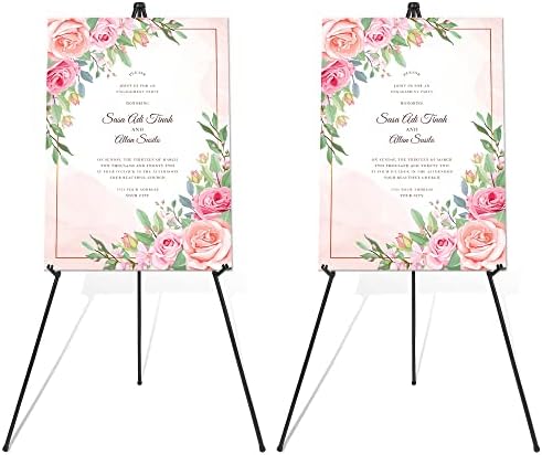 Easel Stand for Wedding Sign & Poster 63'' Easels for Display Portable Art Easel for Floor Adjustable Metal Easel Black 2 Pack
