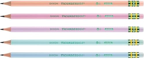 Ticonderoga Wood-Cased Pencils, Pre-Sharpened, #2 HB Soft, Pastel Colors