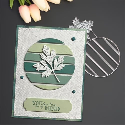Scrapbooking Die-Cuts, Layer Frame Net Set Metal Cutting Dies for Card Making, Paper Craft Template, Background Embossing Stencils, DIY Album Décor (Round Striped Maple-12.8x7cm)