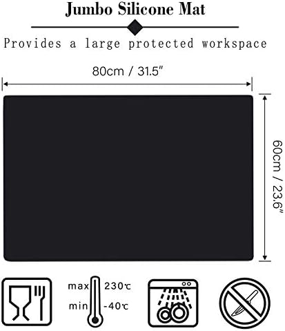 Gartful Extra Large Silicone Sheet for Craft, 31.5" x 23.6" x 0.07", Heat Resistant Countertop Protector, Multipurpose Mat, Black