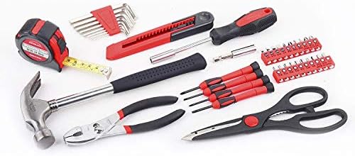 Apollo Tools Original 39 Piece General Household Tool Set in Toolbox Storage Case with Essential Hand Tools for Everyday Home Repairs, DIY and Crafts Red/Black - DT9706