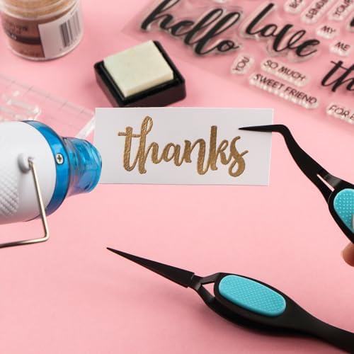 2PCS Crossing Locking Curved & Straight Craft Tweezers Pointed Tip Tweezers Stainless Steel Soft-Grip Tweezers Curved&Straight Fine Tip Tweezer for DIY Crafts Beads,Heat embossing,Small Embellishments